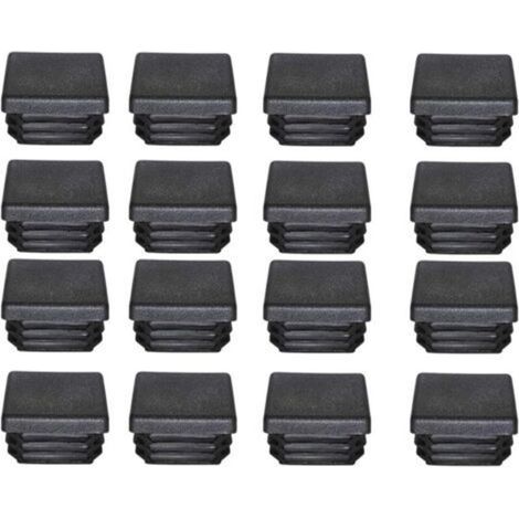 Aiperq 40x40mm Plastic End Caps, Black Square Tube End Caps, Plastic Plugs for Furniture and Trampoline Legs, 16 Pieces
