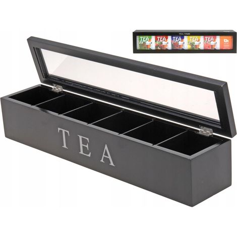 Caja de almacenamiento Excellent Houseware negra 43 cm madera