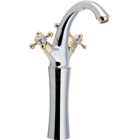Sapho Antea - Mitigeur de lavabo avec garniture de vidage, hauteur 300 mm, chrome/doré 3272L (1/5)