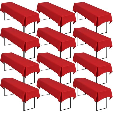 12er Set Biertischdecken Rot 250x100cm, pflegeleicht & waschbar