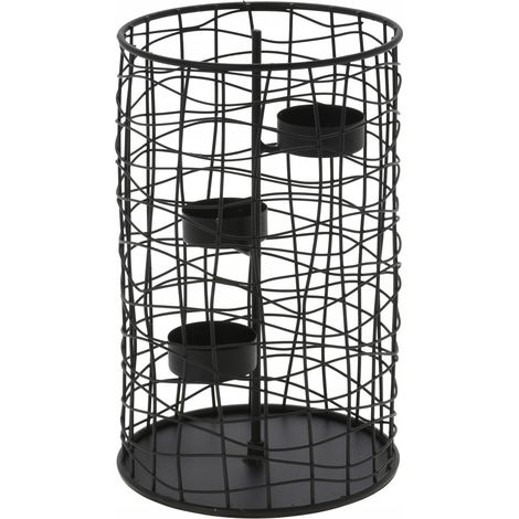 Candelabro de metal calado, negro, 25 cm