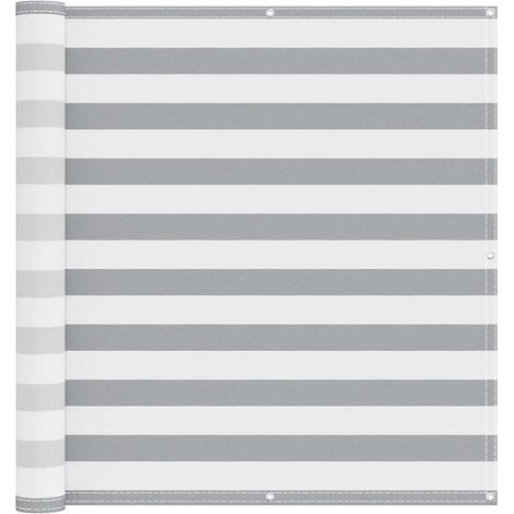Paravent de balcon gris clair et blanc, 110 x 200 cm, tissu Oxford. (1/5)