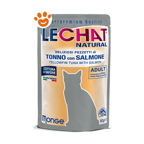 Monge LeChat Natural Cat Adult con Tonno e Salmone - Bustina 80 Gr -