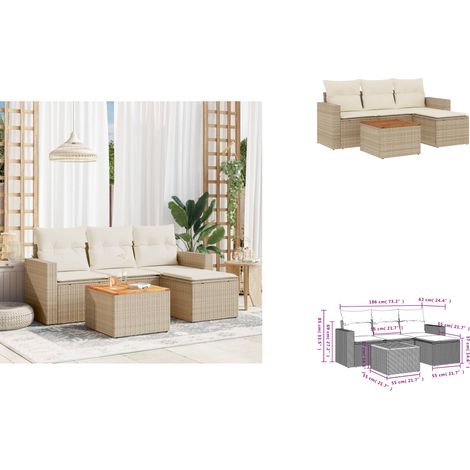 Salon de jardin avec coussins 5 pcs beige résine tressée - Ensemble Salon De Jardin - Meuble De Jardin - Salon Extérieur - Mobilier De Jardin - Résine Tressée (1/3)