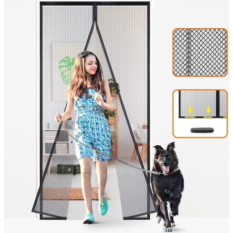 Moustiquaire Porte moustiquaire magnétique 100x210 cm auto-obturante, cloison en maille mains libres, résistante, laisse entrer la brise fraîche,convient aux animaux domestiques et aux enfants