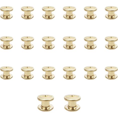 Lot de 20 vis Chicago M5x5mm Vis de reliure Rivet à clous en métal Vis Chicago à tête cruciforme pour ceinture en cuir Bricolage Livre de scrapbooking Couleur or (1/5)