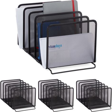 Relaxdays Set of 4 Filing Racks, Document Organiser, Magazines/Catalogues/Letter Collector, 18.5 x 20.5 x 37.5 cm, Black (1/5)