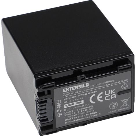 EXTENSILO Akku kompatibel mit Sony HDR-PJ810E, HDR-TD10, HDR-PJ740VE, HDR-PJ780VE, HDR-TD10E, HDR-TD20VE, HDR-TD30 Kamera (3090 mAh, 7,4 V, Li-Ion) (1/4)