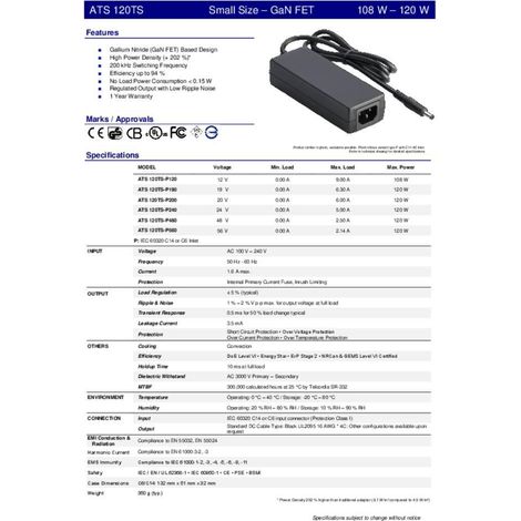 Dehner Elektronik ATS 120TS-P240 fuente de alimentación 120 W 24 V