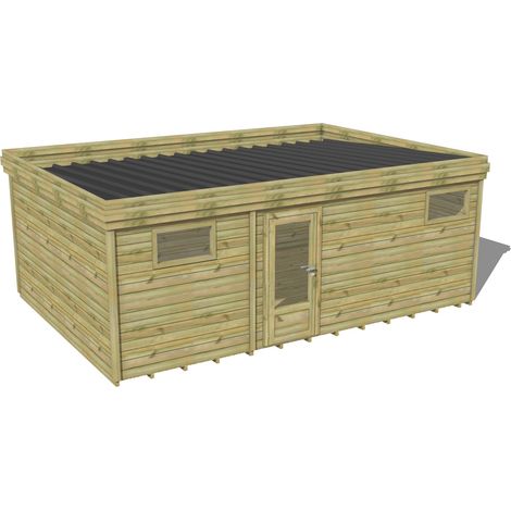 ABRI DE JARDIN bois traité 27mm, 6,9x4,3m, 30m2, Plancher (1/3)