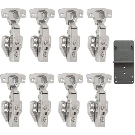 110 Degr Compltement Recouvrante Charnieres avec Amortisseur Intgr Mcanisme de Fermeture Automatique Charnire pour Armoires de Porte Cuisine Lot de 8 (1/5)