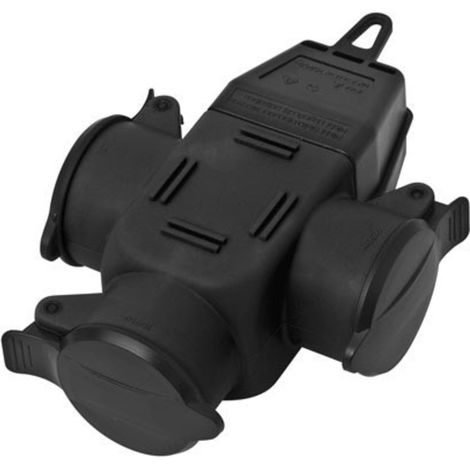 interBär 9007-004.01 3fach-Kupplung Gummi 230 V Schwarz IP44