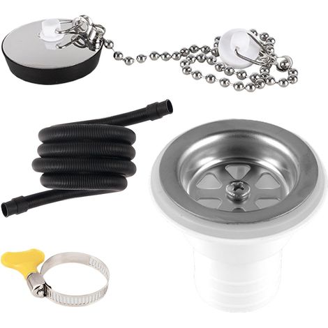 Raccord d'angle pour évacuation d'évier Joint Anti-Fuite Connecteur de Vidange d'Évier avec Tube pour Réparation et en Camping-Car, Marine et Véhicule (1/5)