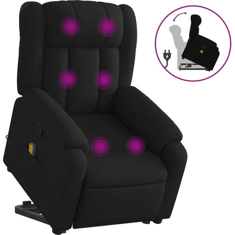 Poltrona Alzapersona Massaggi Poltrona Relaxante Reclinabile Nera in Tessuto (1/5)
