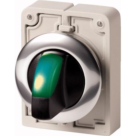 Commutateurs rotatifs lumineux 30mm à manette vert 2 positions à rappel EATON M30C-FWLK-G