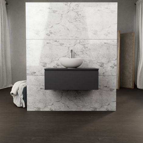 Inda - Mobile bagno L.80 con lavabo in appoggio / Nero opaco 1