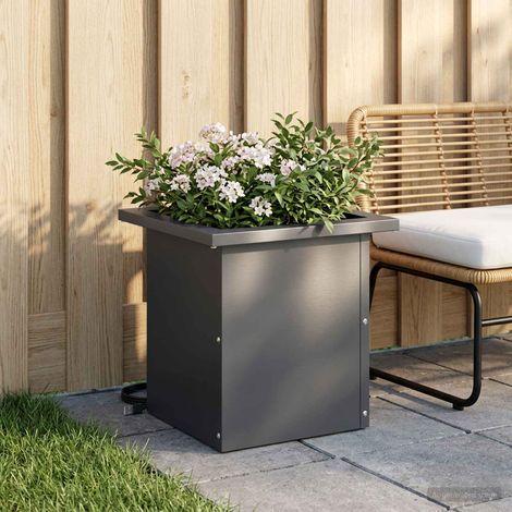 vidaXL Jardinera para jardín con luces LED Antracita 30 x 30 x 30 cm (1/5)