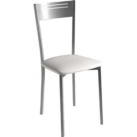 Pack de 4 sillas tapizado en polipiel blanco, 86cm(alto) 40cm(ancho) 47cm(largo) (1/2)