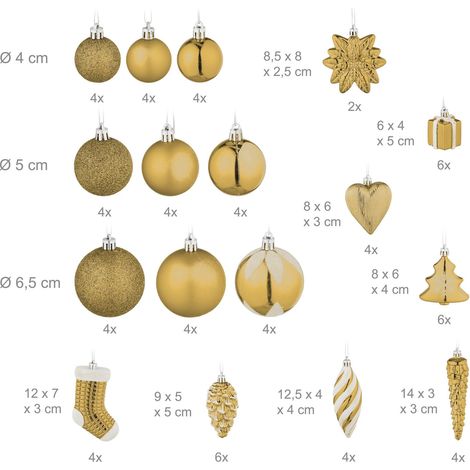 Lote de 72 bolas de Navidad decorativas brillantes para árbol ambiente festivo de poliestireno dorado 130015859 (1/2)