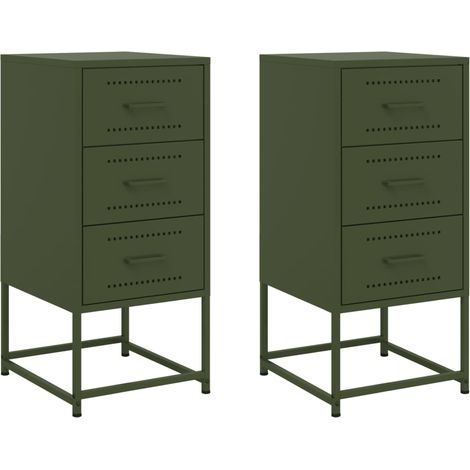 Maison Exclusive - Nachttische 2 Stk. Olivgrün 36x39x78 cm Stahl