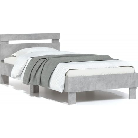 Maison Exclusive - Cadre de lit sans matelas avec tête de lit gris béton 75x190 cm (1/5)