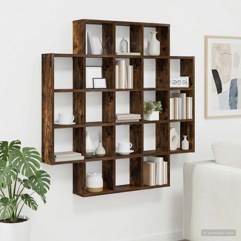 vidaXL Étagère Murale Chêne fumé 100 x 13 x 100 cm Bois d'ingénierie (1/5)
