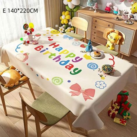 1 nappe jetable Happy Birthday, motif coloré, 140 x 220 cm, décoration fête d'anniversaire enfant