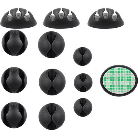 Set di 12 clip per cavi resistenti, supporto e copertura per cavi da scrivania, organizzatore e gestione dei cavi di ricarica per TV, computer, PC e laptop - AquaForge (1/5)