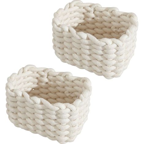 Ensemble de 2 paniers de rangement en coton tressé, paniers carrés décoratifs pour étagères,pouvant,des chaussettes et des jouets. (1/5)