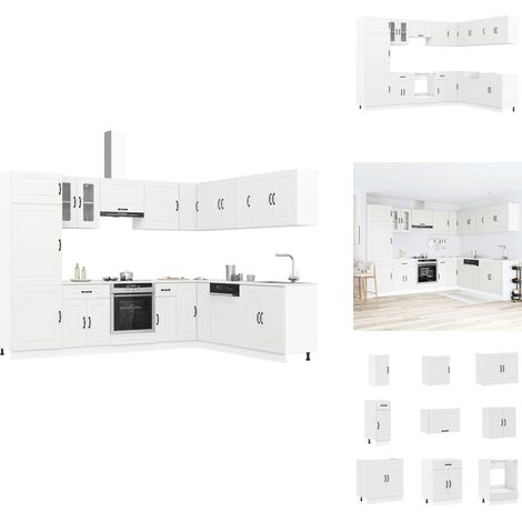 14-tlg. Küchenschrank-Set Kalmar Weiß Holzwerkstoff - Küchenschrank-Set - Küchenschrank-Sets - Küchenzeile Einbauküche - Küchenschrank (1/5)