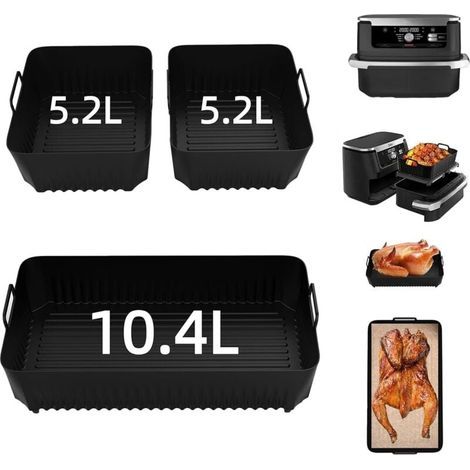 Molde para freidora de aire, accesorios para freidora de aire Ninja Foodi Flexdrawer 10.4L AF500EU, juego de 3 piezas, tapete de silicona para freidora de aire, molde para freidora de aire Ninja, acce (1/4)