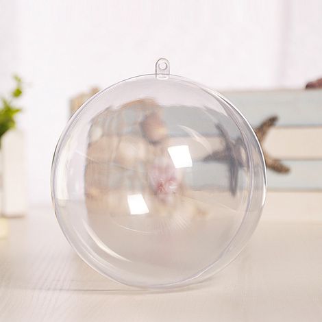 Esferas de plástico transparente para manualidades, 9,9 cm de diámetro, con orificio para colgar, 10 unidades para decoración de eventos y fiestas. (1/5)