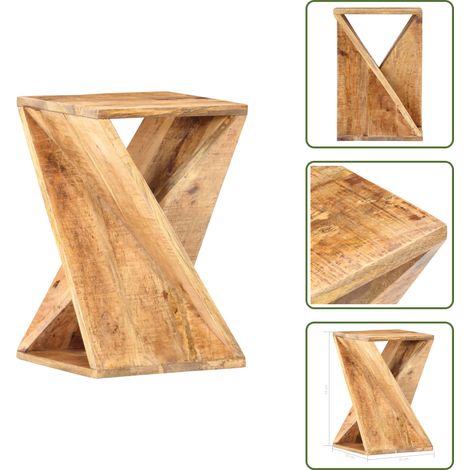 The Living Store Table d'appoint 35x35x55 cm Bois de manguier massif - Bois de manguier (1/5)