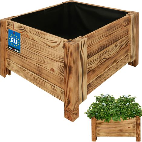 KOTARBAU® Jardinière Extérieur - Bois de Pin Imprégné - 50 x 50 x 30 cm - Rustique - jardiniere sur pieds - Bac à Fleurs Rectangulaire - Grande Capacité - avec Toile Anti-Mauvaises Herbes (1/5)