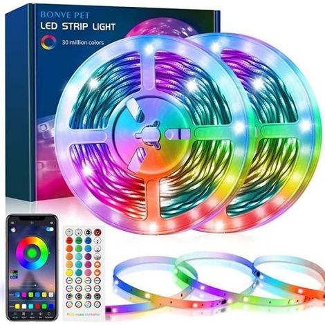 Ruban LED(6M2)Bande LED RGB Multicolore App Contrôle,Led Ruban avec Télécommande à 40 Touches,Synchroniser avec Rythme de 12M (1/4)
