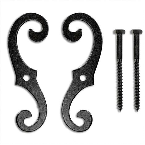 Set mit 2 gusseisernen Fensterladenhalterungen – Dekorative S-förmige Klammern – Rostbeständig – Befestigung für Außenfensterläden (1/5)
