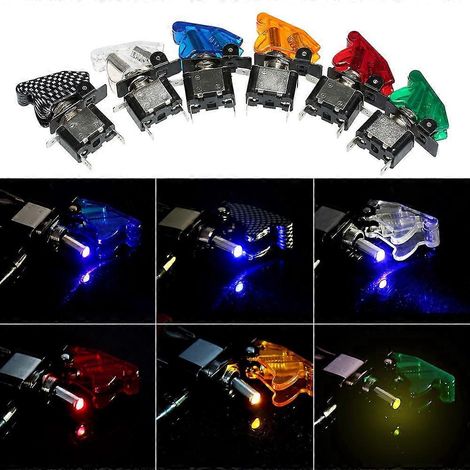 Kfz-Kippschalter 12V 20A mit LED-Beleuchtung, Ein-/Ausschalter für die Motorzündung, rote Abdeckung