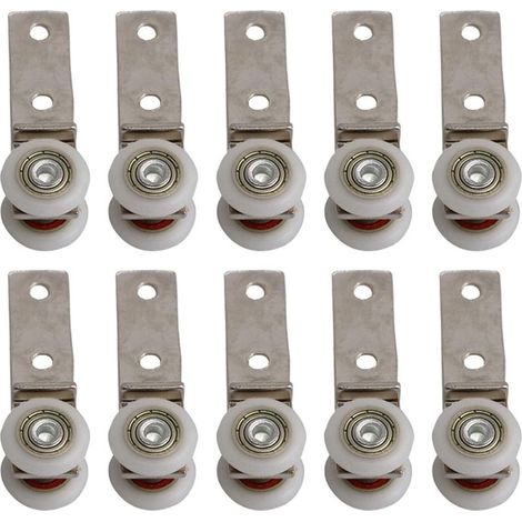 – Coude de conduit en métal 6,5 x 1,9 cm – Bloc de poulie avec 2 roues en plastique – Charge max 40 kg – Pour portes coulissantes (1/4)