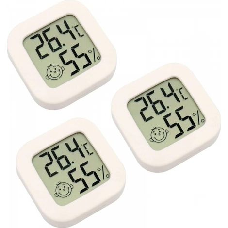 3 Pièces Mini Thermomètre Intérieur Numérique Hygromètre Humidité Température LCD Affichage Bluetooth Capteur sans Fil Thermomètre pour Maison, Bureau,Hygromètre Numérique (1/5)