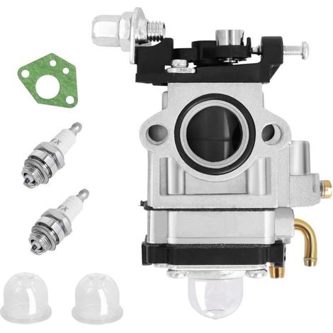 Carburateur Remplacement de Tondeuse Haie pour Débroussailleuse Multifonctions 5en1 43cc 47cc 49cc 50cc 52cc avec ampoule d'apprêt + joint+Bougie d'allumage (1/4)
