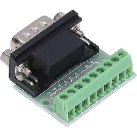Carte d'adaptation connecteur DB9 vers bornier à vis 9 broches pour RS232 et RS485 (1/4)