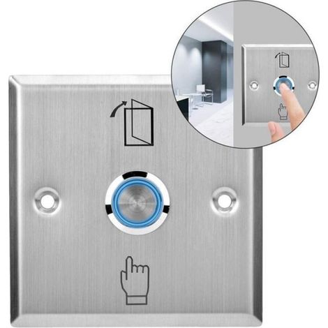 Bouton poussoir de porte en acier inoxydable – Bouton de déverrouillage du contrle d'accès avec voyant lumineux (1/5)