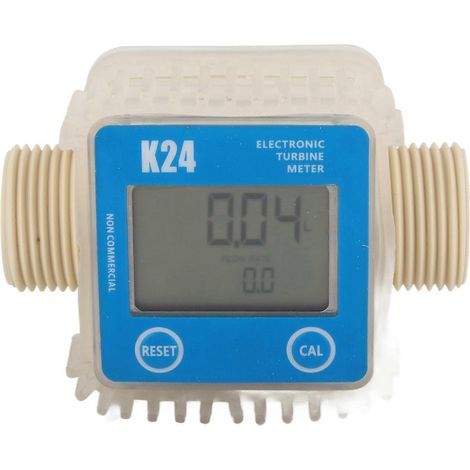 Débitmètre numérique LCD K24 pour carburant, produits chimiques et eau, avec capteur à turbine appareil de mesure de débit de liquide de haute précision. (1/5)