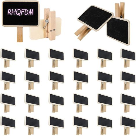 50 Pieces Small Square Wooden Chalk Boards Reusable with Clip for Price Tags, Photo Boards, Party Labels (1/5)