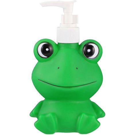 Leere, multifunktionale Shampoo-Spenderflasche für Kinder, grünes Frosch-Design (300 ml). – 18 x 8 x 8 cm – Grün (1/4)