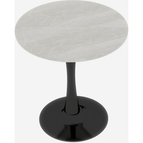 Mesa de centro redonda 70 cm en mármol artificial negro y blanco MODENUIT (1/5)