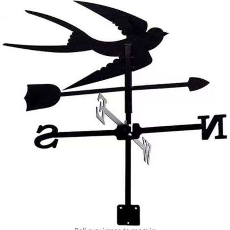 Girouette Hirondelle, girouette de décoration, kit d'indicateurs de Direction du Vent extérieur Jardin pelouse Support en métal girouette (1/5)
