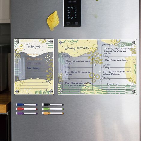 mini Agenda Hebdomadaire Transparent Effaable En Acrylique - Jaune, Format A3+a4, Facile  Effacer, 6 Marqueurs Inclus (1/5)
