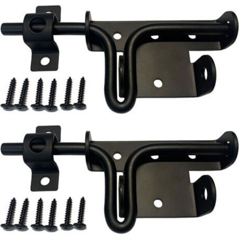 Outdoor Sliding Bolt Door Latch Locks, Door Lock with Padlock Hole, Stainless Steel Barrel Bolt Gate Latch, Black (2 items) (1/4)