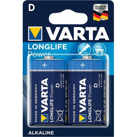2 piles alcalines Varta Longlife Power LR20 - D 1.5v (1/3)